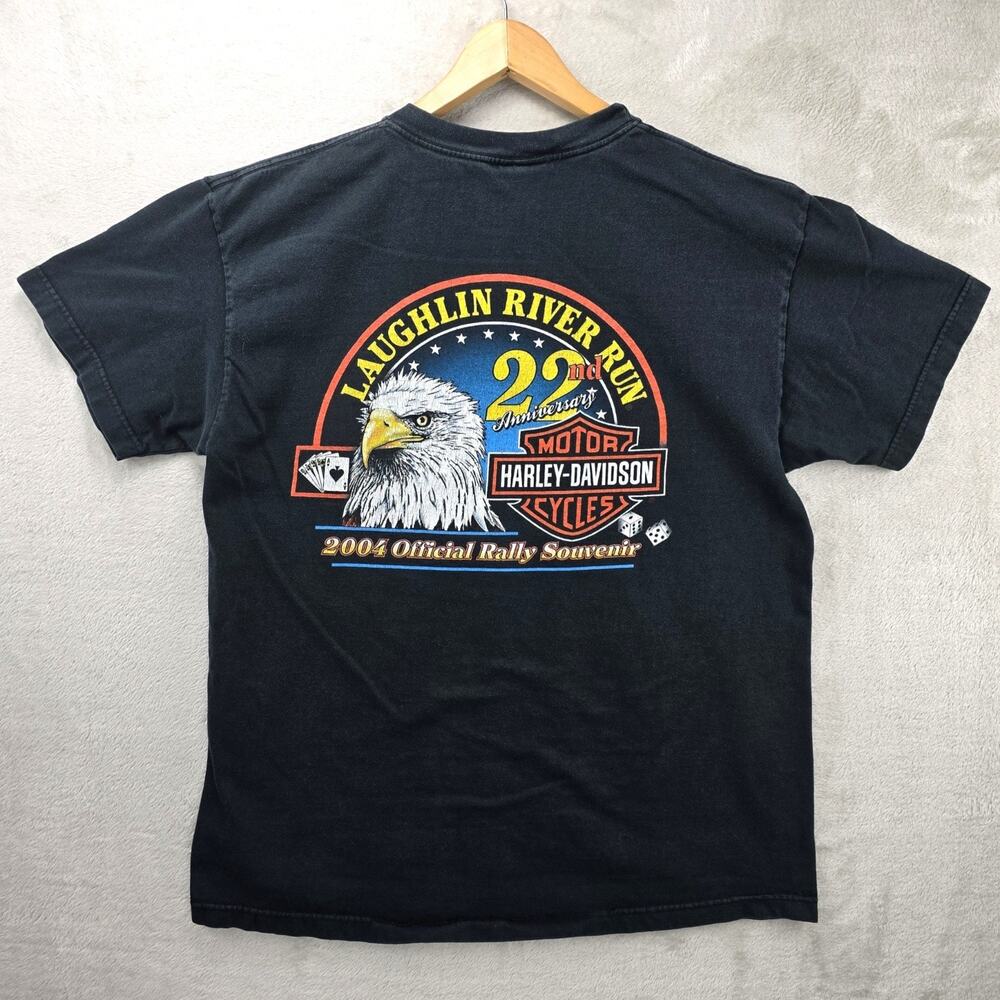Vintage Harley Davidson Mens Shirt Large Black Laughlin River Run 2004 Y2K Biker